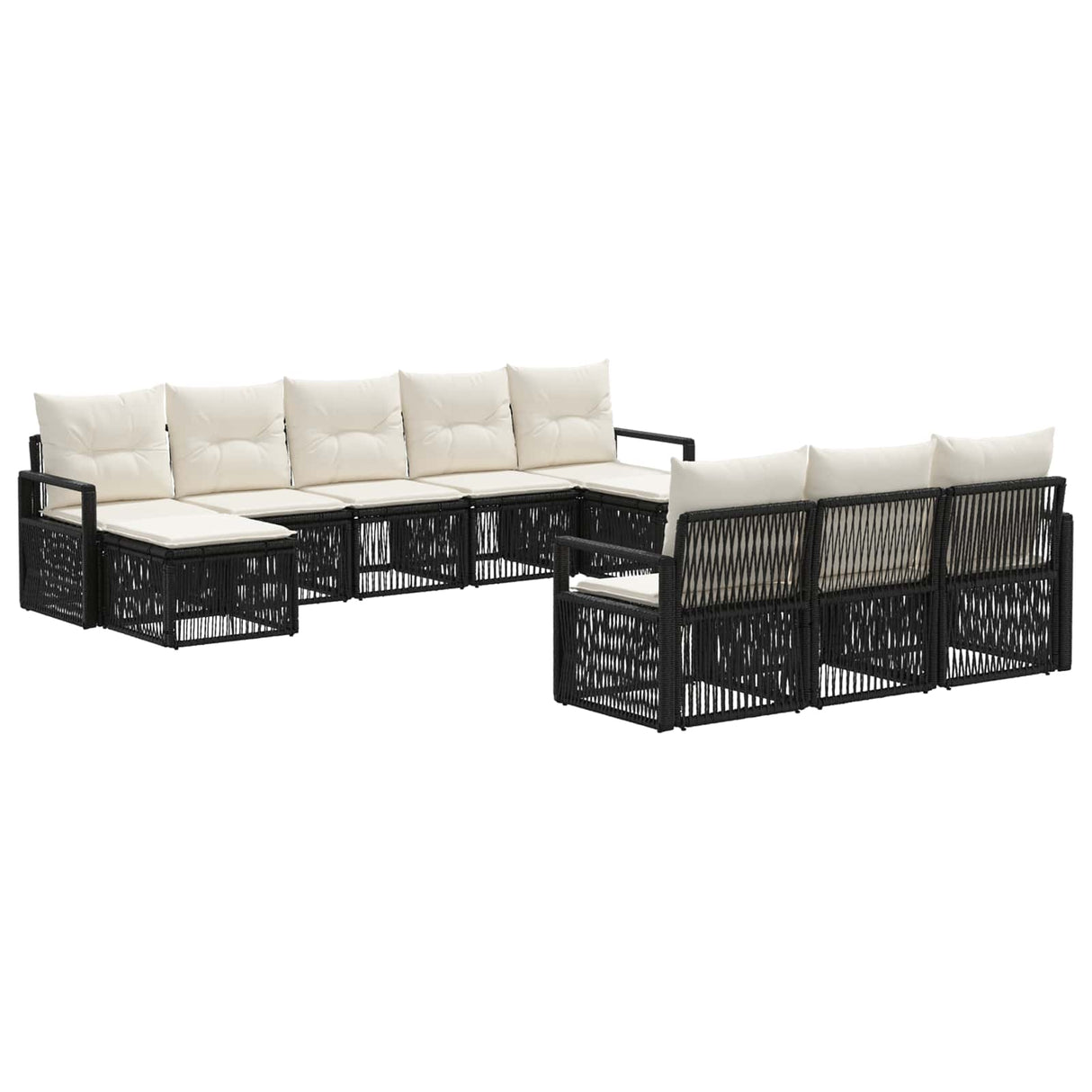 vidaXL Garden Lounge Set 11 pcs Black poly rattan
