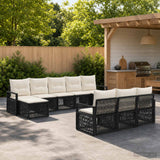 vidaXL Garden Lounge Set 11 pcs Black poly rattan