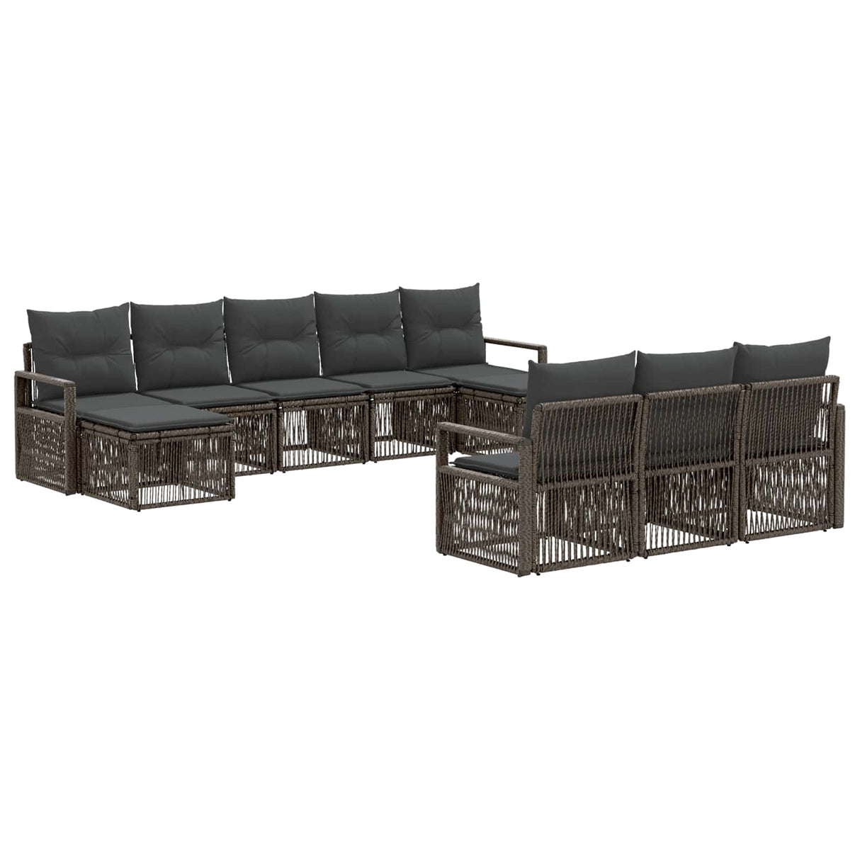 vidaXL Garden Lounge Set 11 pcs Black poly rattan