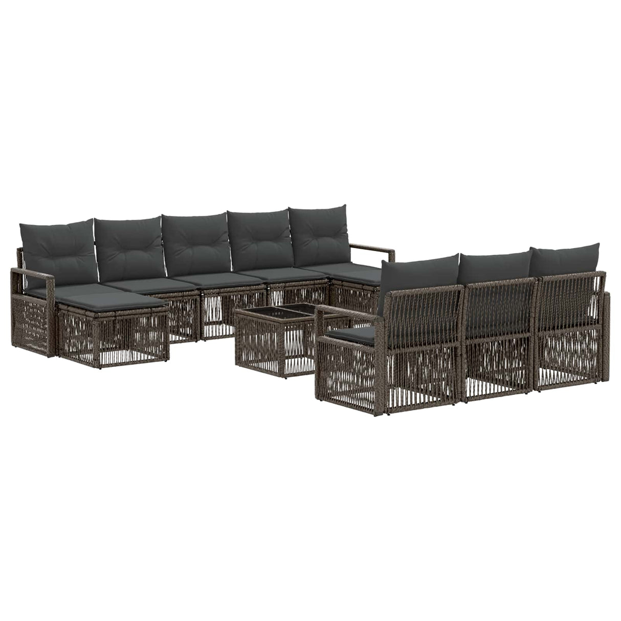 vidaXL Garden Lounge Set 11 pcs Black poly rattan