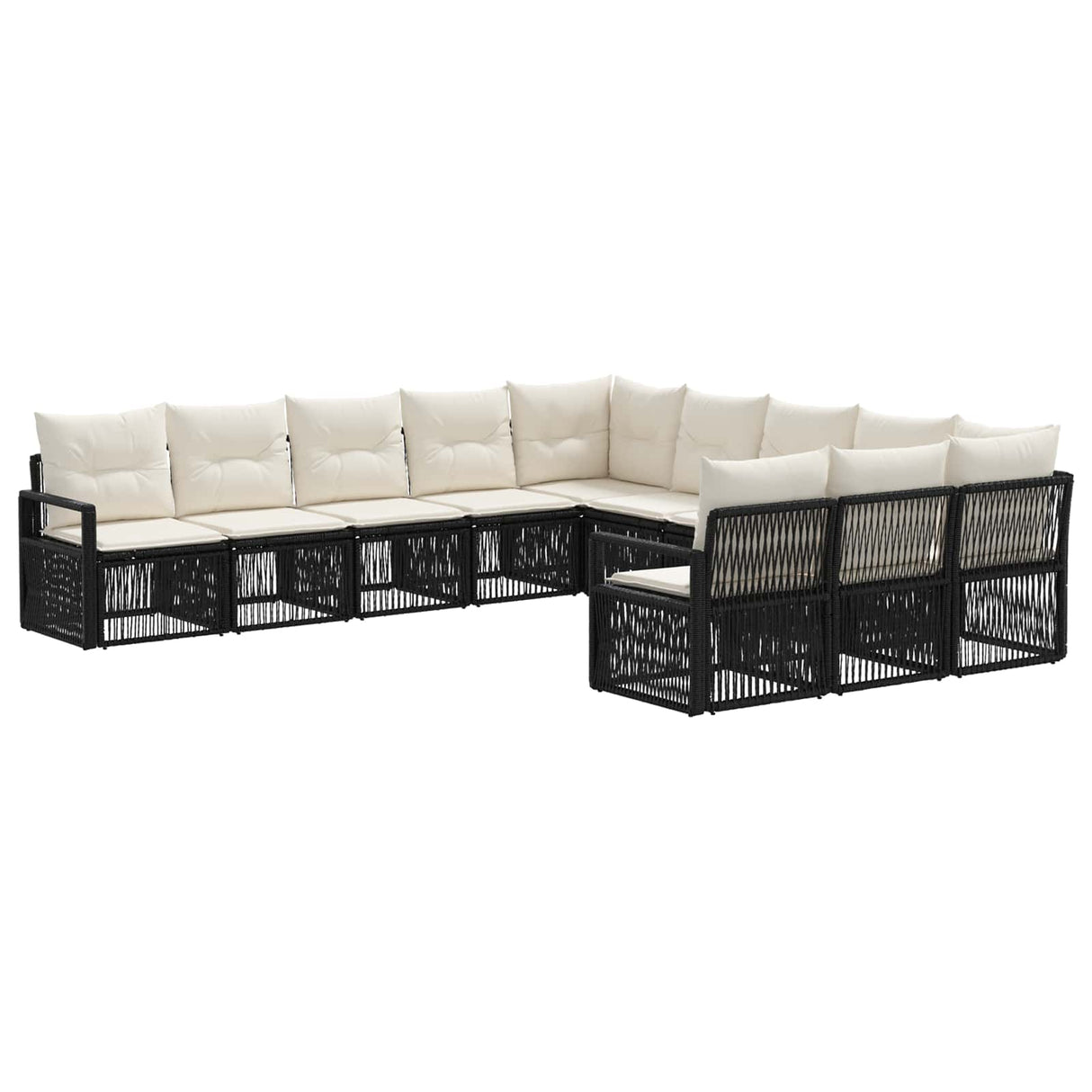 vidaXL Tuinbank Set 12 pcs Zwart poly rattan