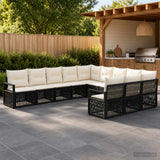 vidaXL Tuinbank Set 12 pcs Zwart poly rattan