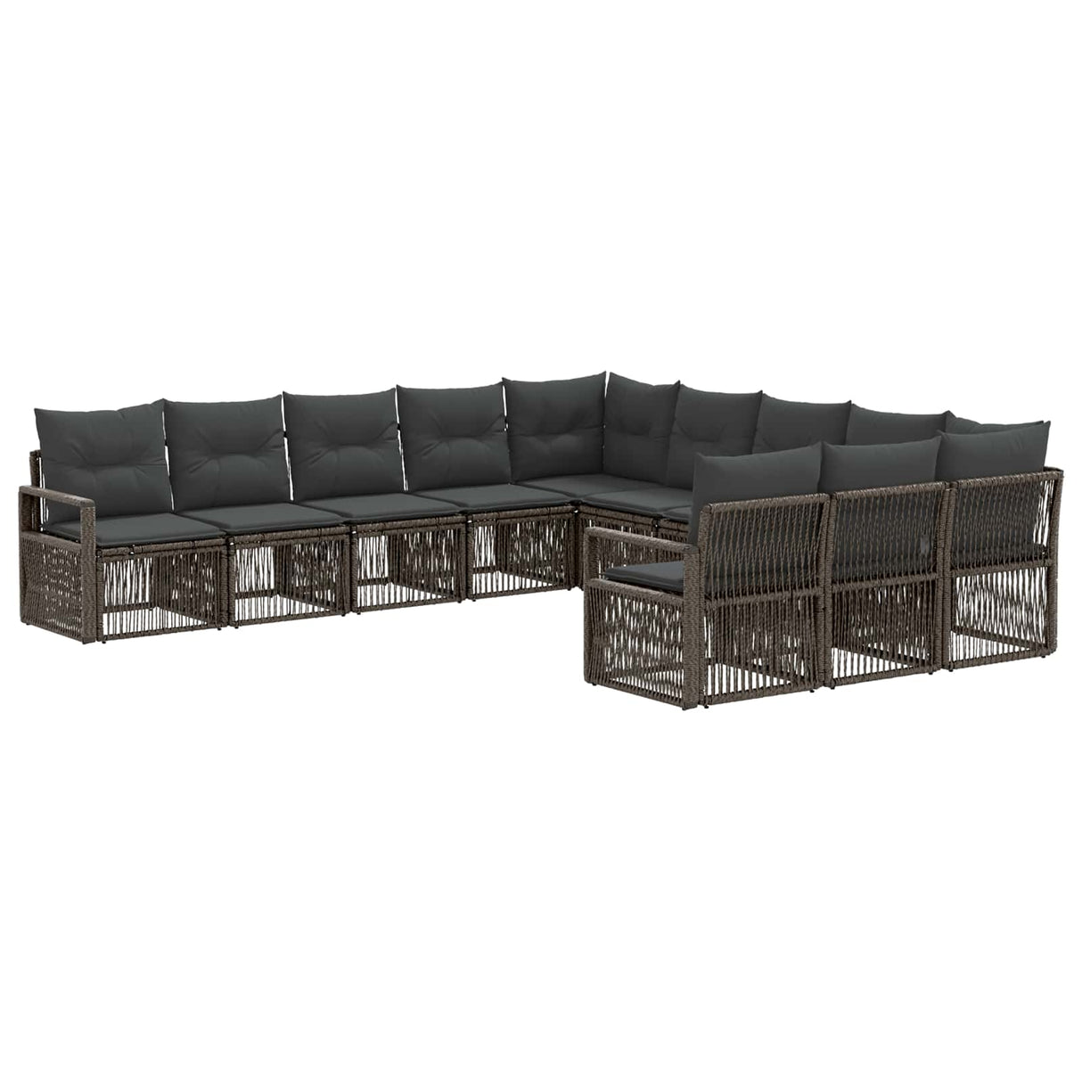vidaXL Tuinbank Set 12 pcs Zwart poly rattan