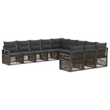 vidaXL Tuinbank Set 12 pcs Zwart poly rattan