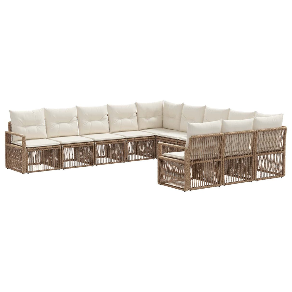 vidaXL Tuinbank Set 12 pcs Zwart poly rattan