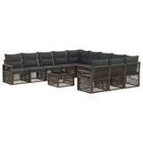vidaXL Tuinbank Set 12 pcs Zwart poly rattan
