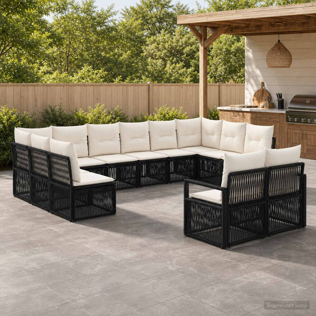 vidaXL Garden Sofa Set 13 pcs Black poly rattan