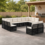 vidaXL Garden Sofa Set 13 pcs Black poly rattan