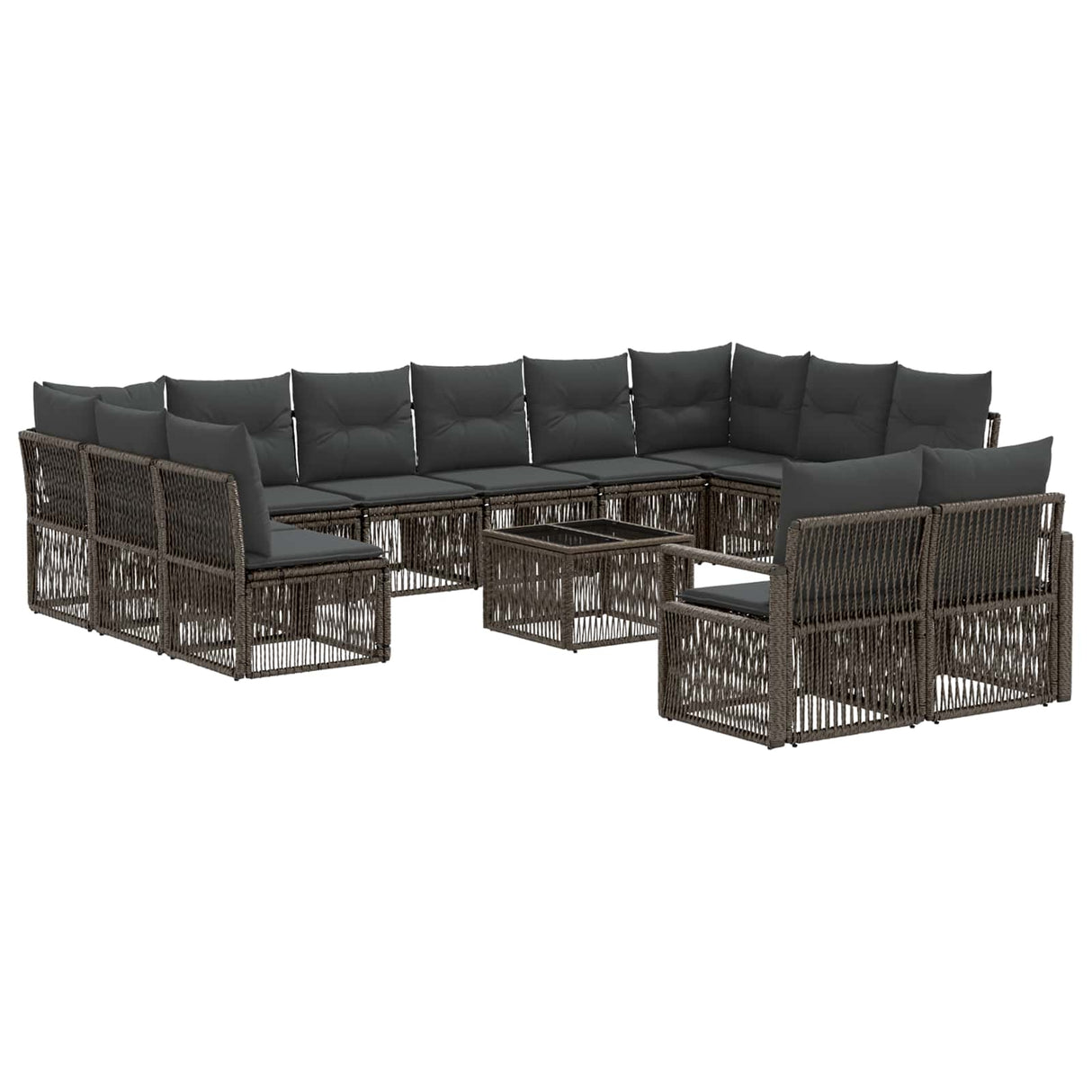 vidaXL Garden Sofa Set 13 pcs Black poly rattan