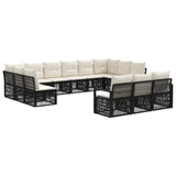 vidaXL Tuinbank Set 14 pcs Zwart poly rattan