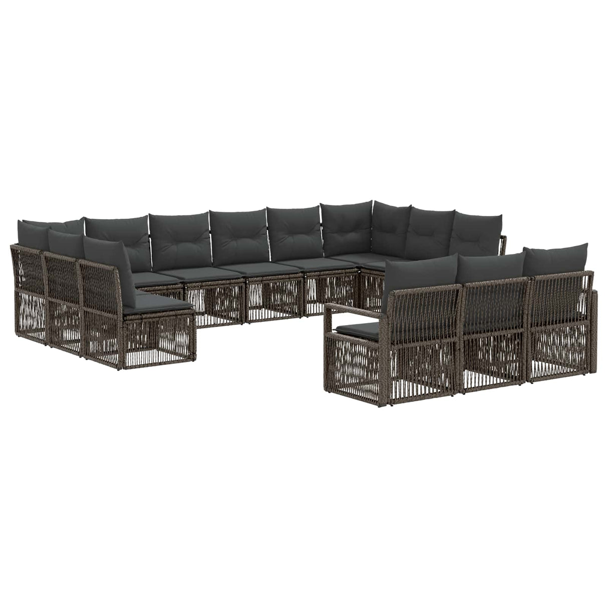 vidaXL Tuinbank Set 14 pcs Zwart poly rattan