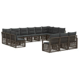 vidaXL Tuinbank Set 14 pcs Zwart poly rattan