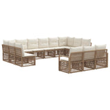 vidaXL Tuinbank Set 14 pcs Zwart poly rattan
