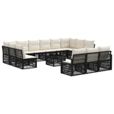 vidaXL Tuinbank Set 14 pcs Zwart poly rattan