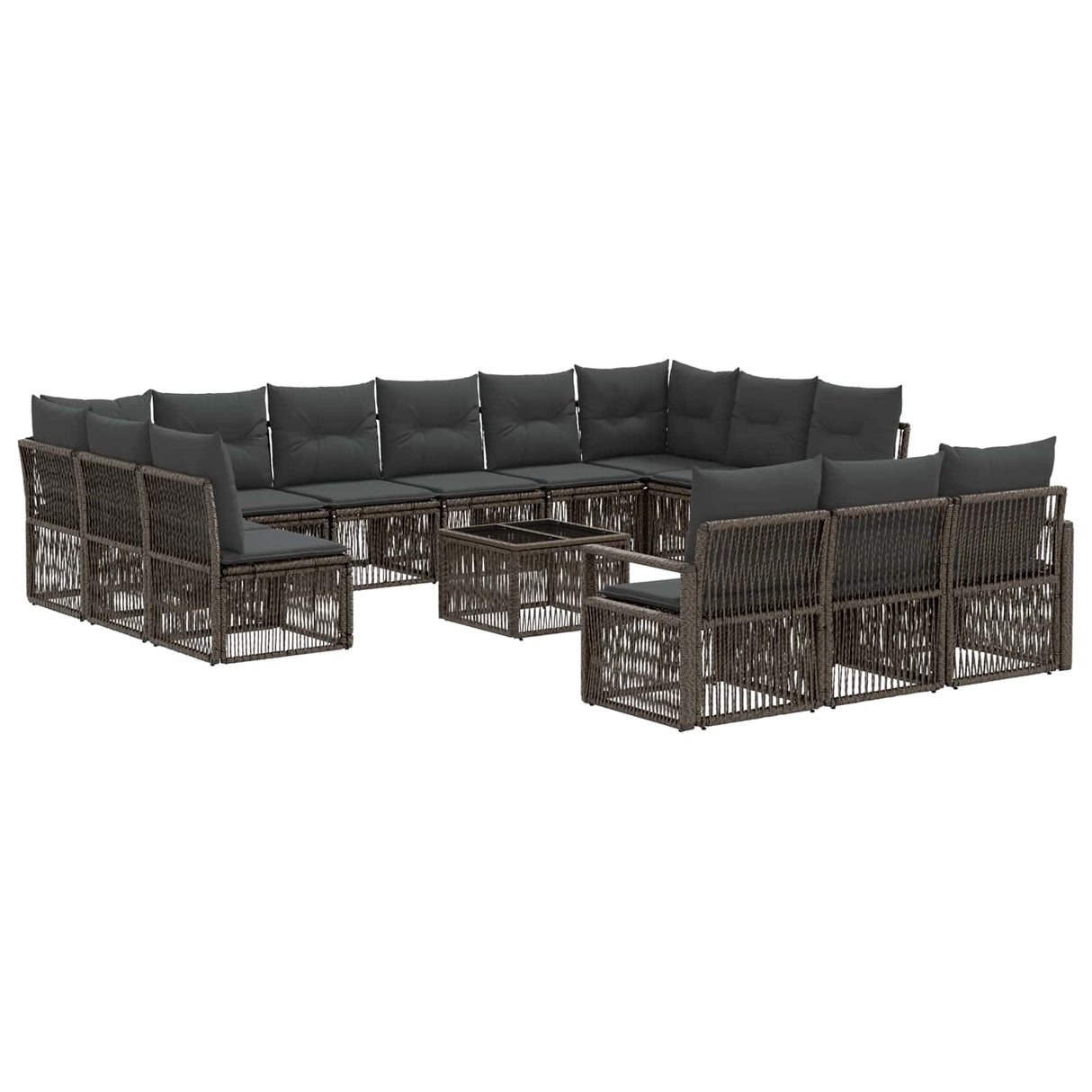 vidaXL Tuinbank Set 14 pcs Zwart poly rattan