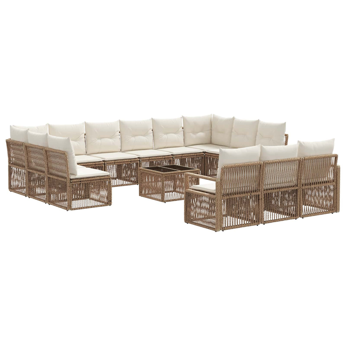 vidaXL Tuinbank Set 14 pcs Zwart poly rattan