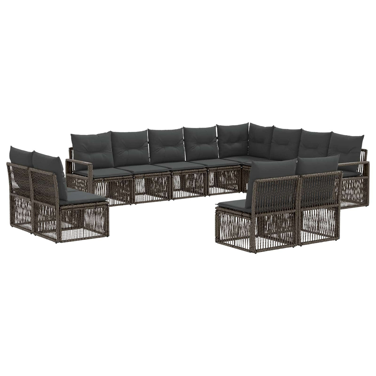 vidaXL Garden Dining Set 13 Pieces Black Polyrattan