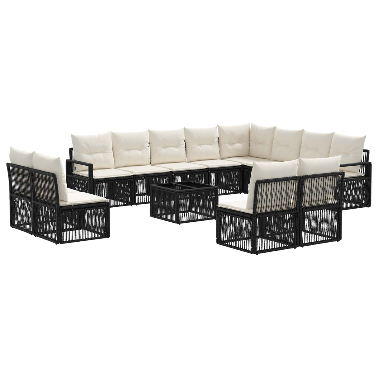 vidaXL Garden Dining Set 13 Pieces Black Polyrattan