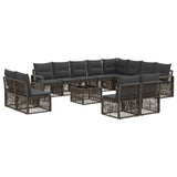 vidaXL Garden Dining Set 13 Pieces Black Polyrattan