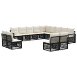 vidaXL Tuinbank Set 14 pcs Zwart poly rattan