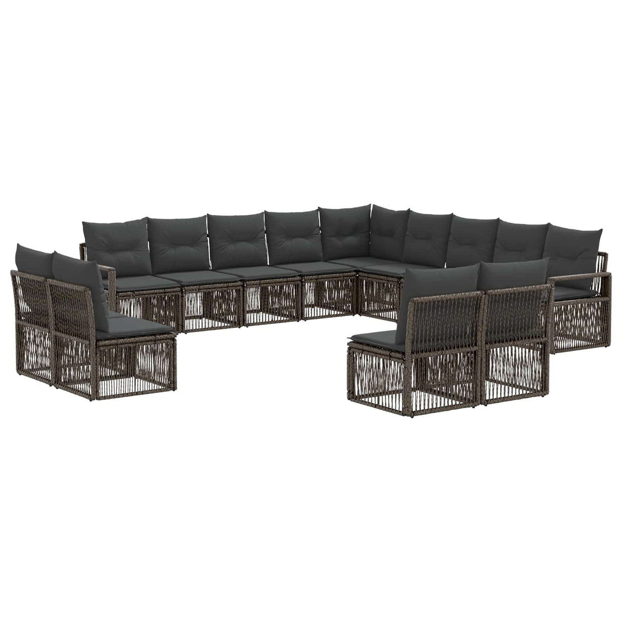 vidaXL Tuinbank Set 14 pcs Zwart poly rattan