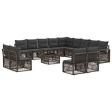 vidaXL Tuinbank Set 14 pcs Zwart poly rattan