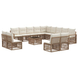 vidaXL Tuinbank Set 14 pcs Zwart poly rattan