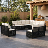 vidaXL Tuinbank Set 12 pcs Zwart poly rattan