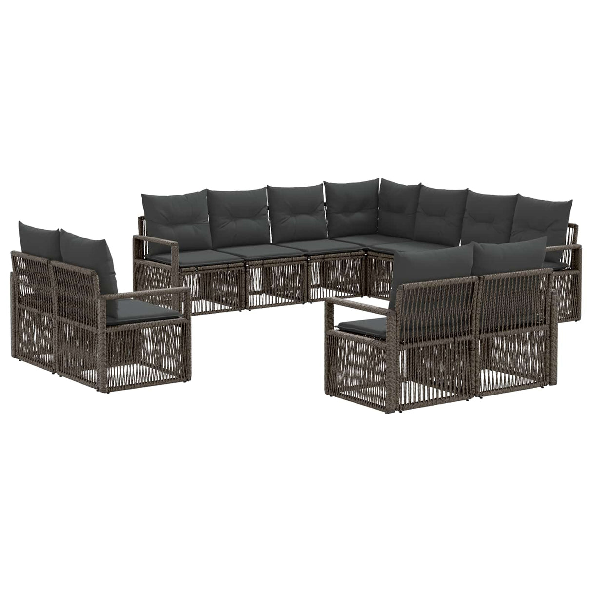 vidaXL Tuinbank Set 12 pcs Zwart poly rattan
