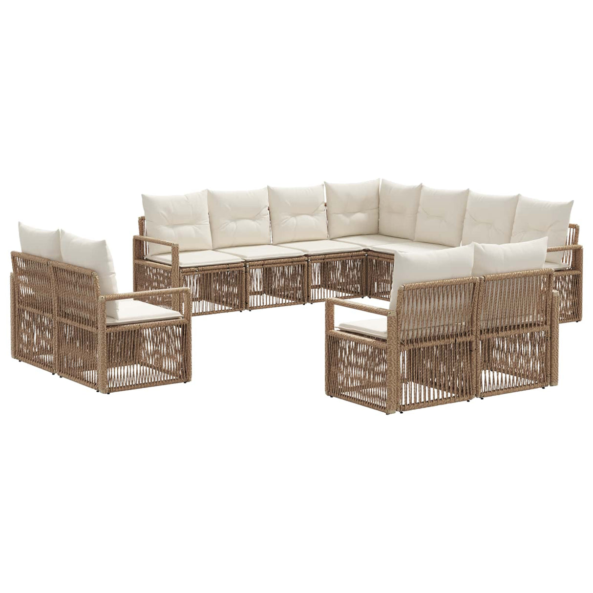 vidaXL Tuinbank Set 12 pcs Zwart poly rattan