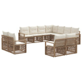 vidaXL Tuinbank Set 12 pcs Zwart poly rattan