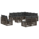 vidaXL Tuinbank Set 12 pcs Zwart poly rattan