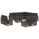 vidaXL Tuinbank Set 12 pcs Zwart poly rattan