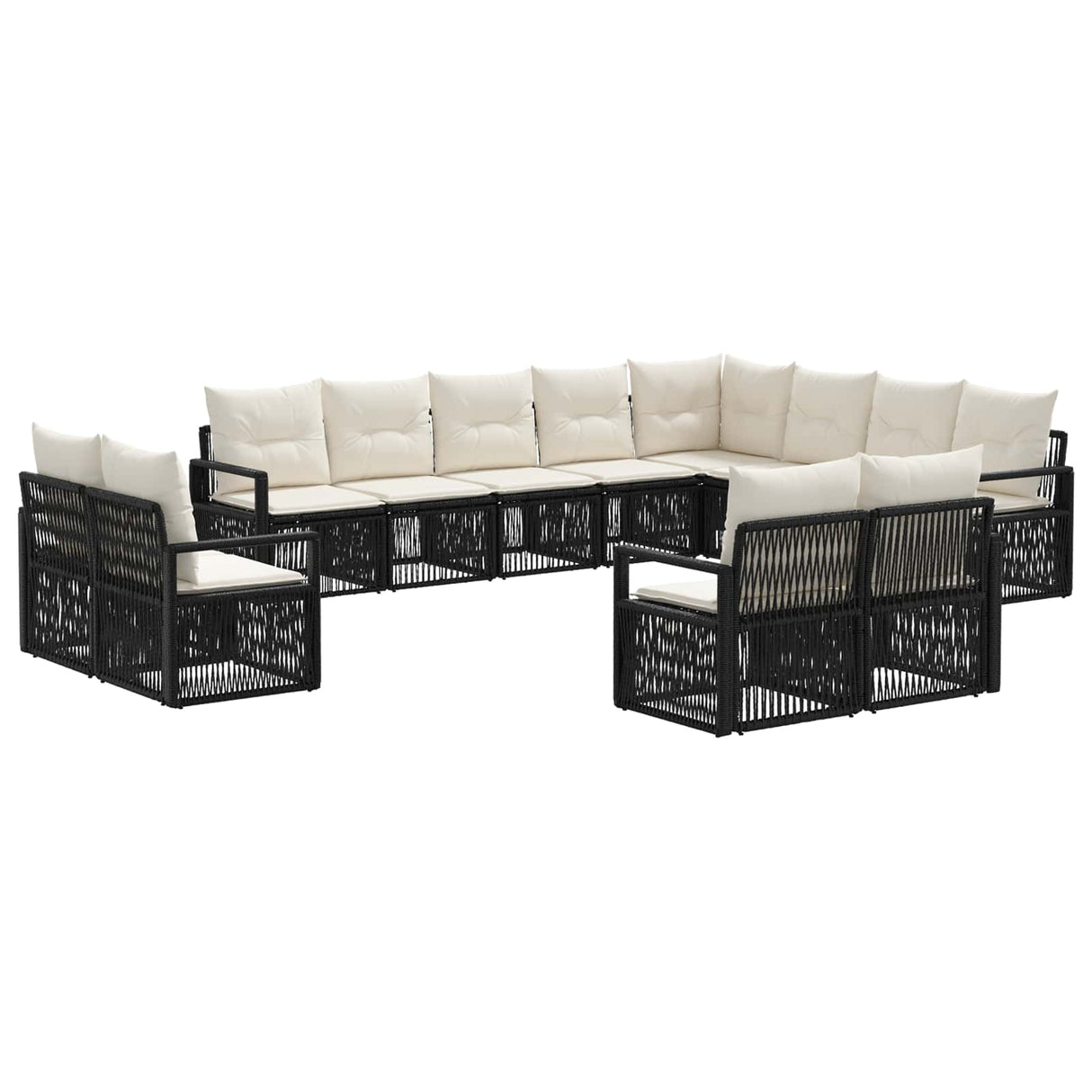 vidaXL Garden Sofa Set 13 pcs Black poly rattan