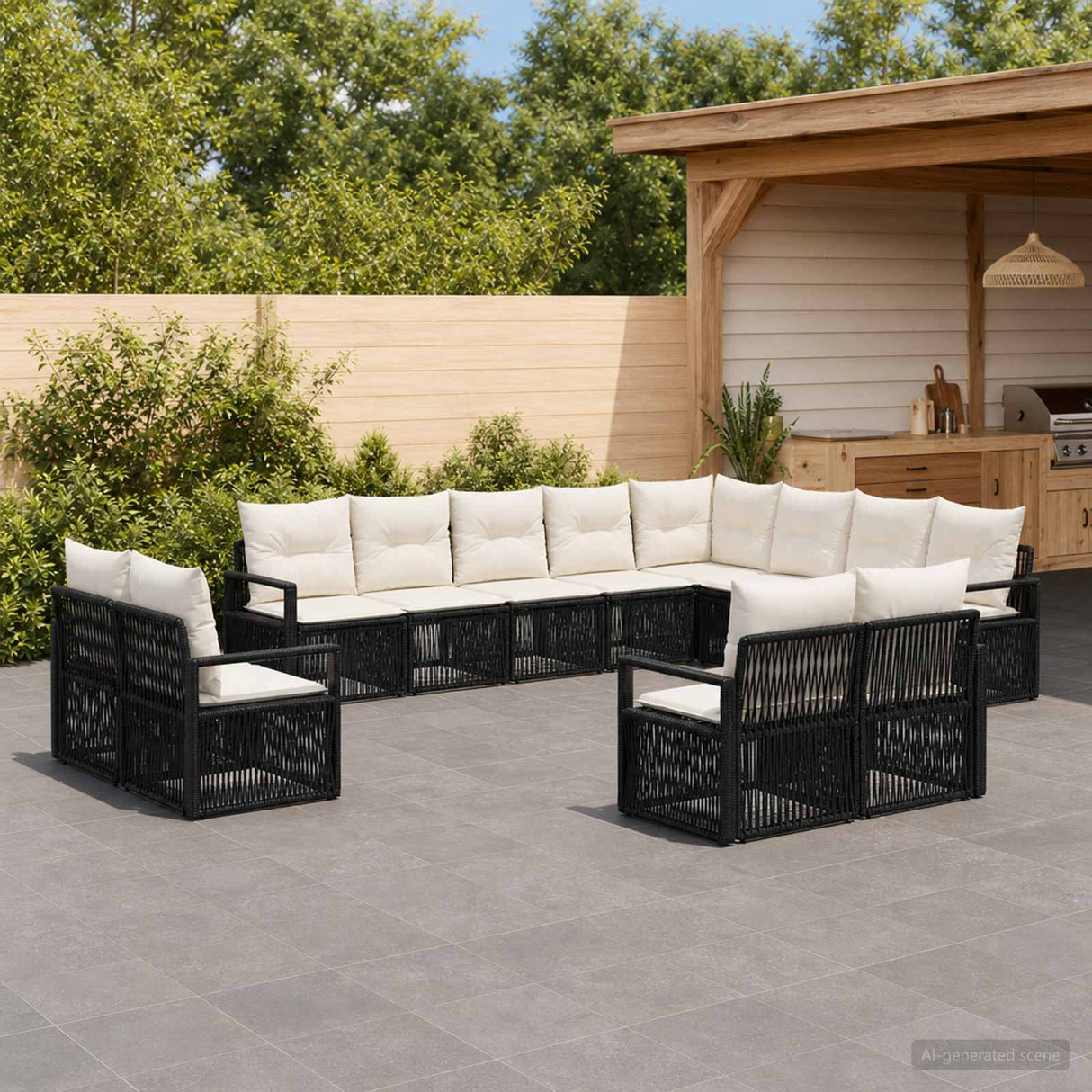 vidaXL Garden Sofa Set 13 pcs Black poly rattan