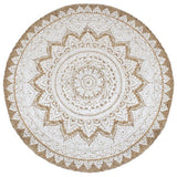 vidaXL Round Braided Jute Rug with Print 90 cm