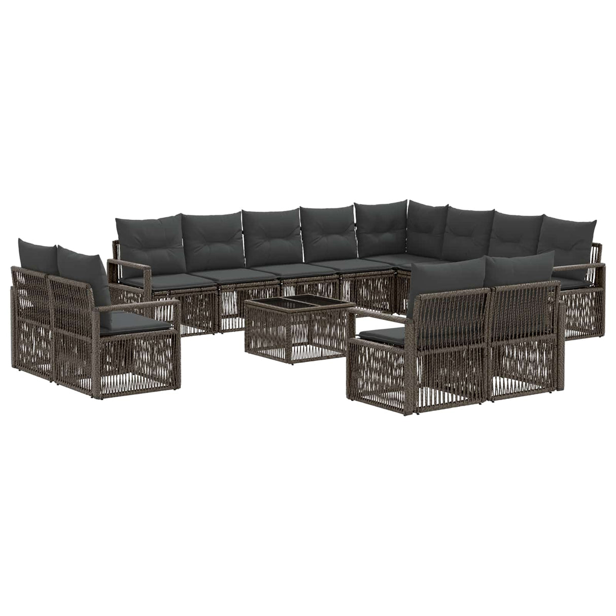 vidaXL Garden Sofa Set 13 pcs Black poly rattan