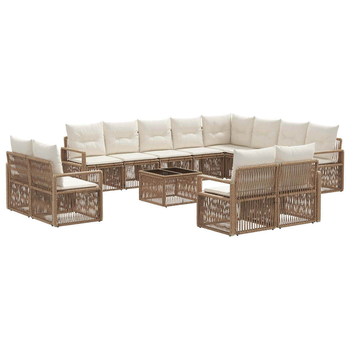vidaXL Garden Sofa Set 13 pcs Black poly rattan