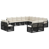 vidaXL Tuinbank Set 14 pcs Zwart poly rattan