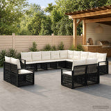 vidaXL Tuinbank Set 14 pcs Zwart poly rattan