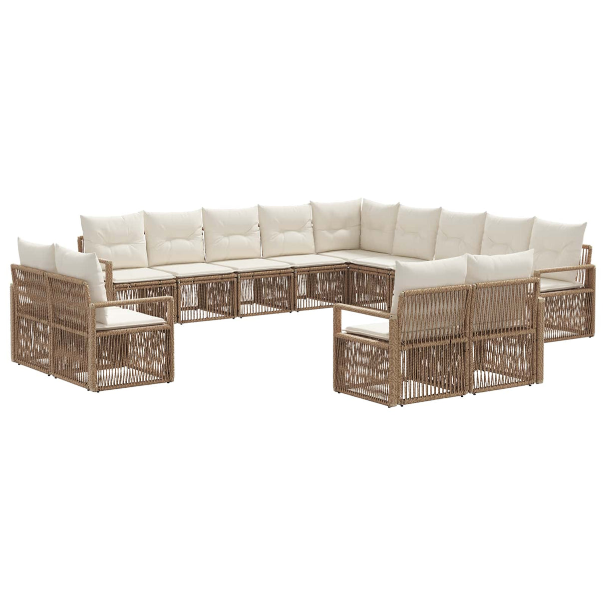 vidaXL Tuinbank Set 14 pcs Zwart poly rattan