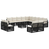 vidaXL Tuinbank Set 14 pcs Zwart poly rattan