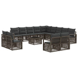 vidaXL Tuinbank Set 14 pcs Zwart poly rattan