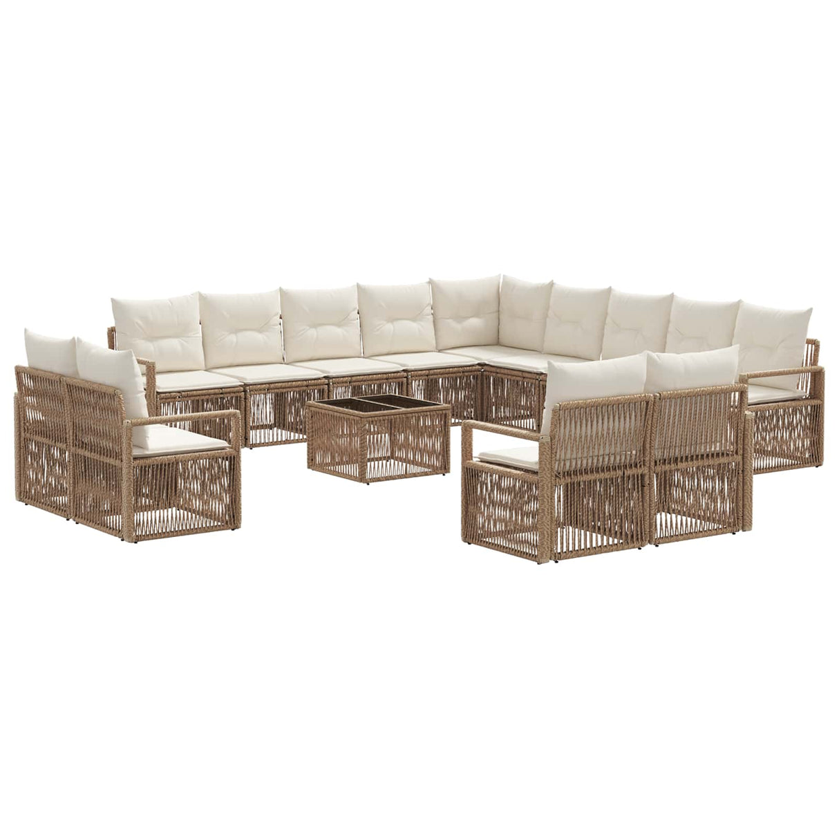 vidaXL Tuinbank Set 14 pcs Zwart poly rattan