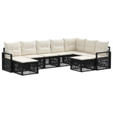vidaXL Tuinbank Set 10 pcs Zwart poly rattan