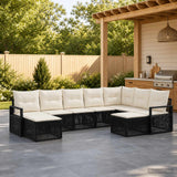 vidaXL Tuinbank Set 10 pcs Zwart poly rattan