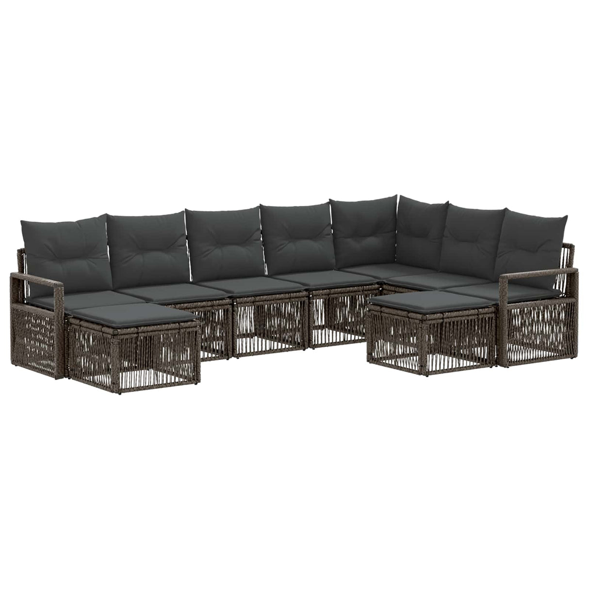 vidaXL Tuinbank Set 10 pcs Zwart poly rattan