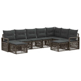 vidaXL Tuinbank Set 10 pcs Zwart poly rattan