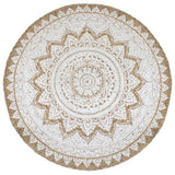 vidaXL Round Braided Jute Rug with Print 90 cm
