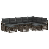 vidaXL Tuinbank Set 10 pcs Zwart poly rattan